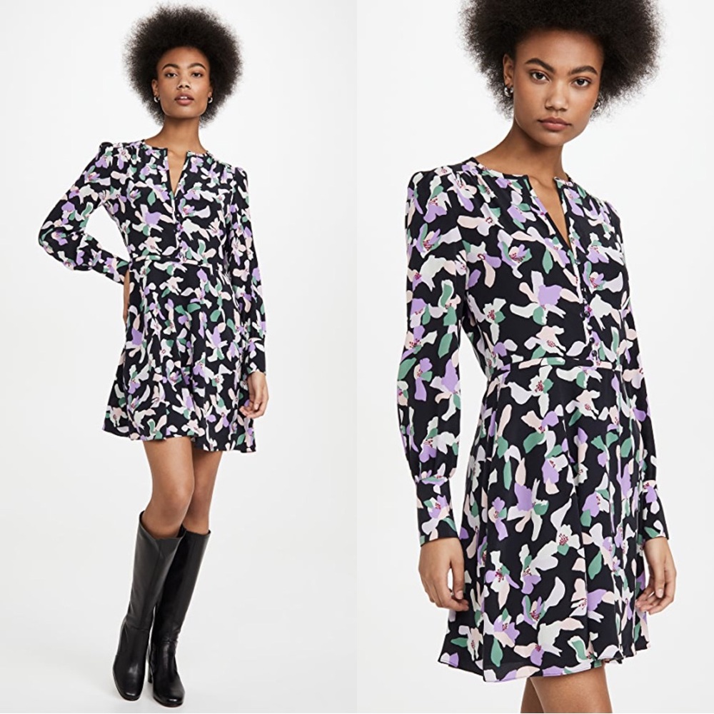 Equipment Floral Danette Long Sleeve Dress